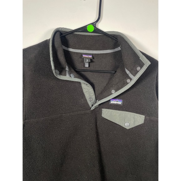Patagonia Synchilla Fleece Pullover Black Gray Trim Kids Size Large - Picture 1 of 9